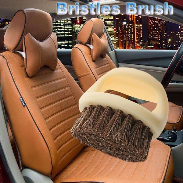 

1xauto care soft bristle cleaning tool for interior/leather seat/roof/panel/dashboard auto detailing car brush horses hair brush