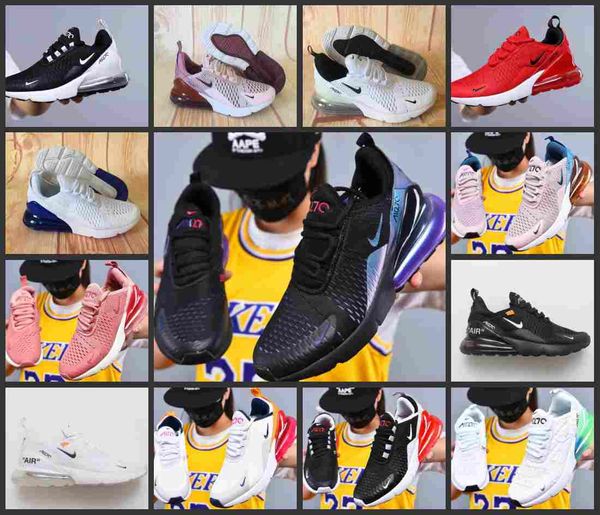 

men's 270 max cushion sneakers parra punch p blue women running shoes triple white university red olive volt habanero 27c flair 270s, Black