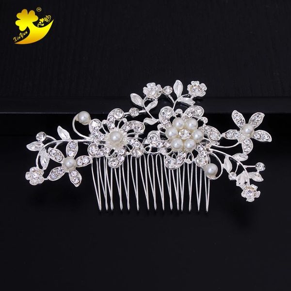 

xinyun bridal hair comb pom bridal hair accessories bridesmaid gift band headband for girl bride jewelry headpiece, Golden;white