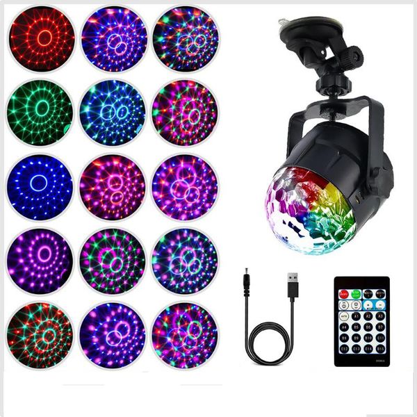 

15 цветов led ик-пульт rgb led crystal magic вращающийся шар сценические огни usb 5 в красочные ктв dj свет диско свет музыка управления