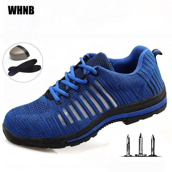

men work shoes breathable deodorant mesh safety shoes steel head steel bottom anti-smashing anti-slip anti-slip protective, Black