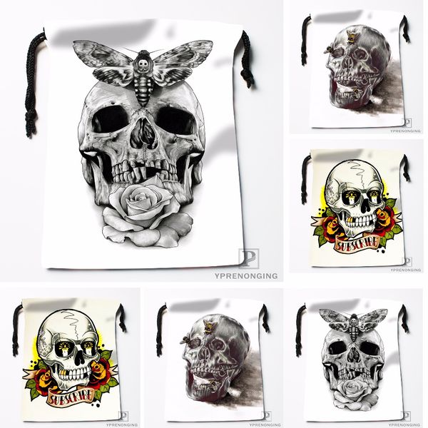 

custom sketch skull butterfly drawstring bags travel storage mini pouch swim hiking toy bag size 18x22cm#0412-04-224