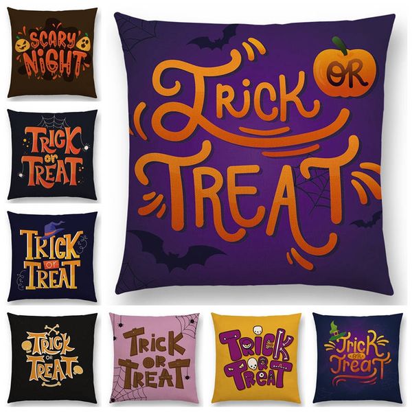

happy halloween moon scary night trick or treat skull witch ghost pumpkin zombie happy good cushion cover sofa pillow case