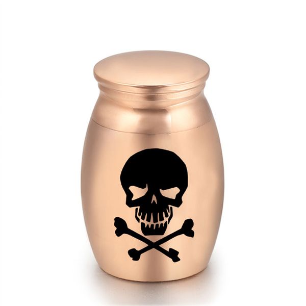 

skull important item identification pattern mini memorial casket jewelry funeral cremation urn for human/pet ashes 16x25mm, Silver