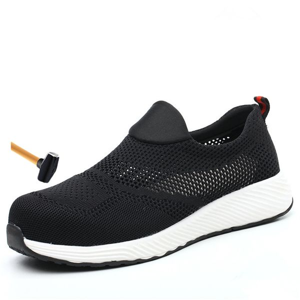 

work safety boot men safety shoes air mesh steel toe work shoes men sneakers outdoor male plus size 36-46, Black