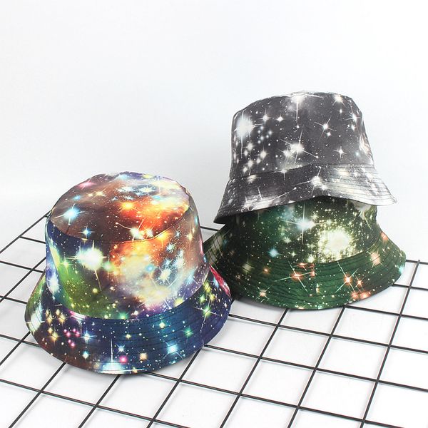 

fashion women men stars print canvas foldable outdoors bucket hat sun cap party street headwear bucket hats chapeau casquette
