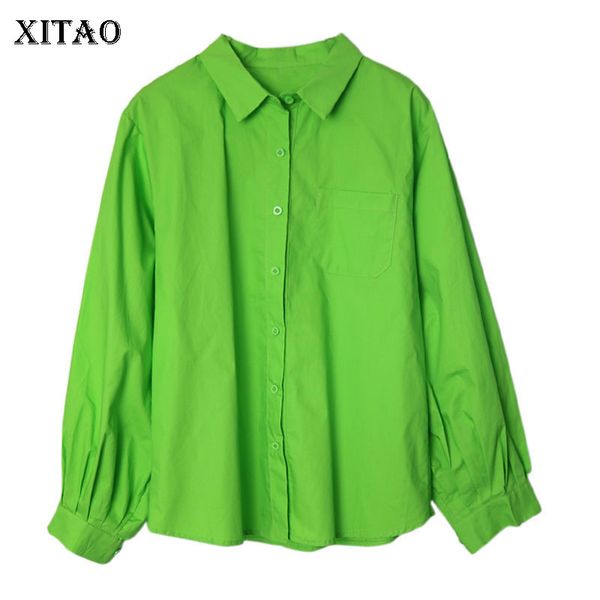 

xitao pleated women fashion blouse single breast full sleeve 2020 spring turn down collar small fresh casual loose shirt gcc3263, White