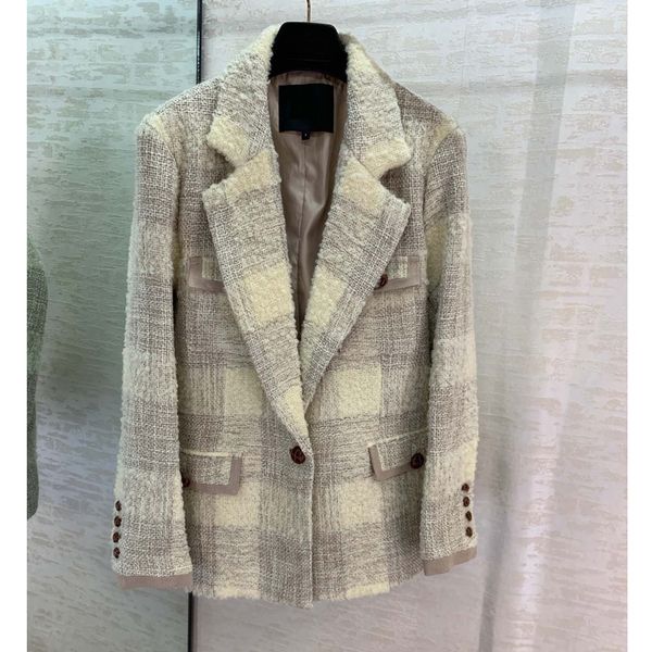 

11.18 2019 autumn winter new fashion single button plaid long sleeve loose blazer coat, White;black