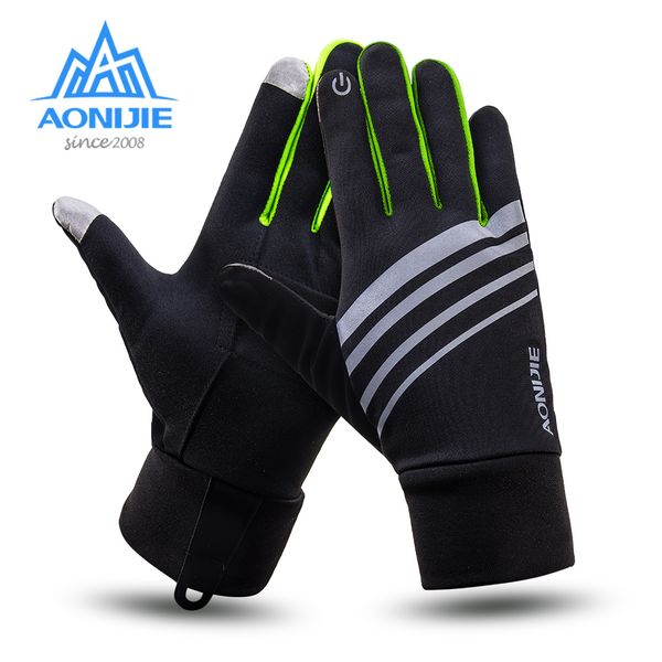 

aonijie winter running gloves sports touchscreen windproof thermal fleece jogging hiking cycling ski bicycle gloves, Black