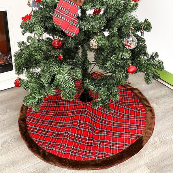 

120cm plaid christmas tree skirt cloth floor mats for living rooms floor pad cover xmas christmas decoration home decor