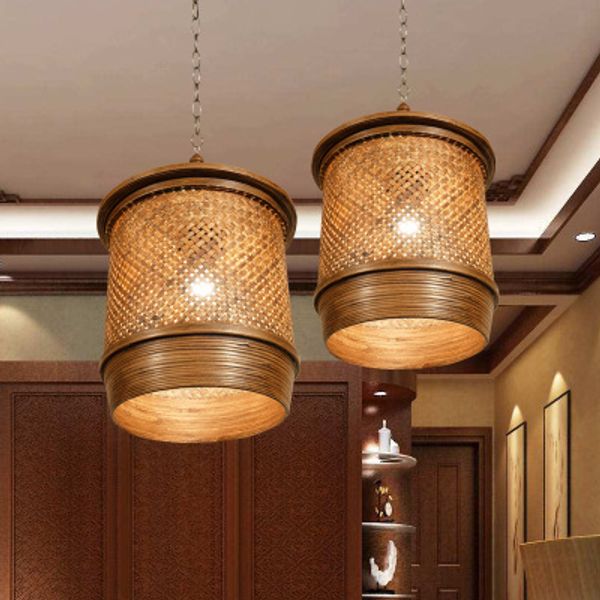 Led Chinese Style Chandelier Bamboo Weave Creative Pastoral