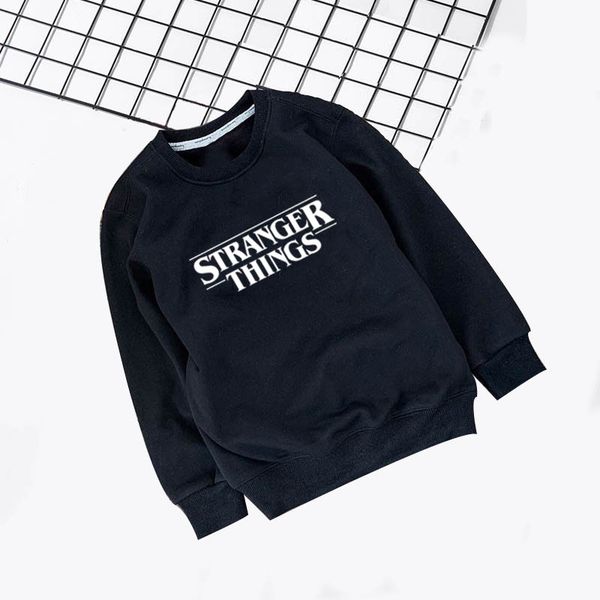 

stranger things print baby girls boys sweatshirts long sleeve cotton spring autumn t shirt hoodies baby kids clothes unisex, Black