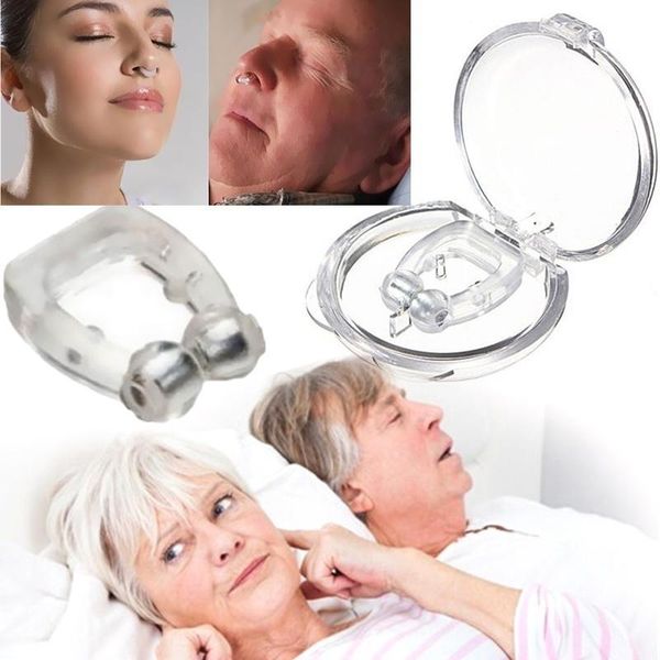 

Snoring ce ation ilicone magnetic anti nore noring no e clip leep tray leeping aid apnea guard night device with ca e 0613099