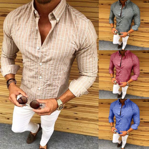 

hirigin fashion men's luxury v neck long sleeve shirt stripe casual slim fit stylish dress shirts, White;black