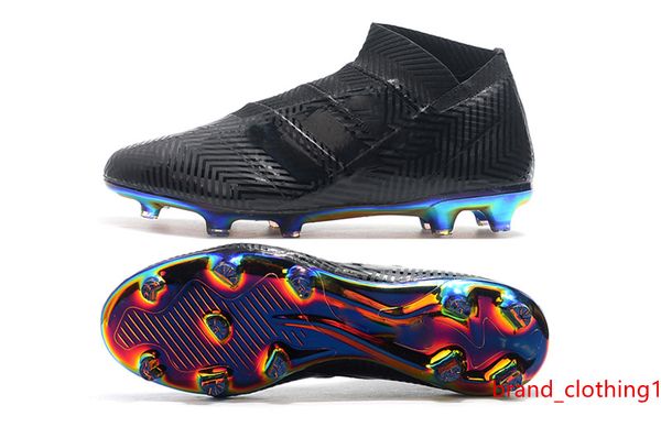 

2019 new soccer cleats nemeziz 18 fg ag size 39-45 durable black outdoor football boots without shoelace high ankle