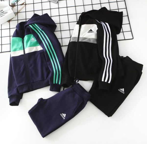 

new children hooded jacket set brand teens sports zipper set sportswear ad pants boy girl cotton kids hoodie pants