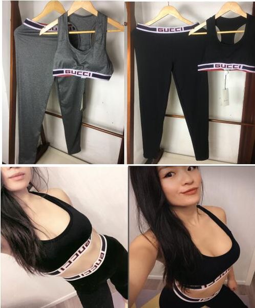 

g# women yoga set sports vest +reflective leggings fitness clothing running tights jogging workout yoga leggings sport suit, Gray
