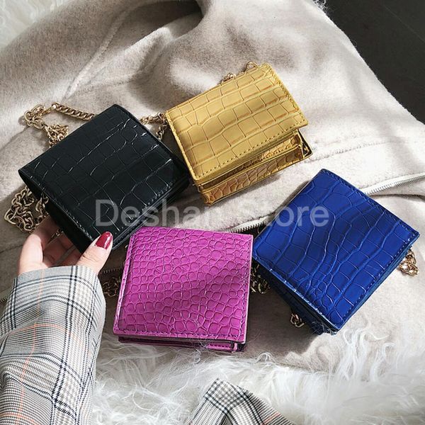 

mini wallet 2019 fashion new quality pu leather women's designer handbag crocodile pattern chain shoulder messenger bags