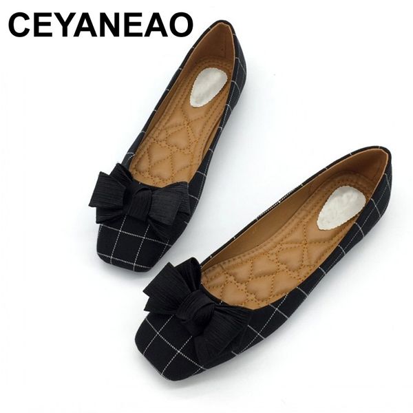 

ceyaneao autumn brand woman flats shoes slip on women square toe single shoes ladies footwear zapatos mujer plus size gray, Black
