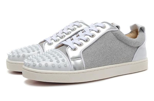 

with box designer sneakers low cut spikes flats shoes red bottom for men and women leather sneakers party designer shoes a01, Black