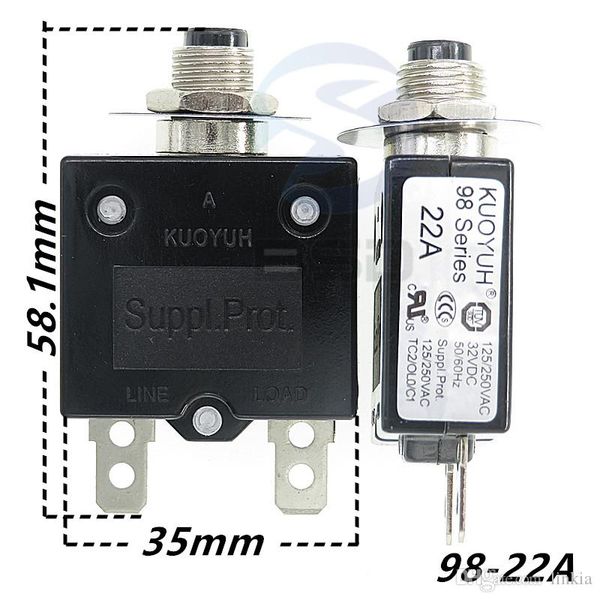 

taiwan kuoyuh 98 series-22a overcurrent protector overload switch