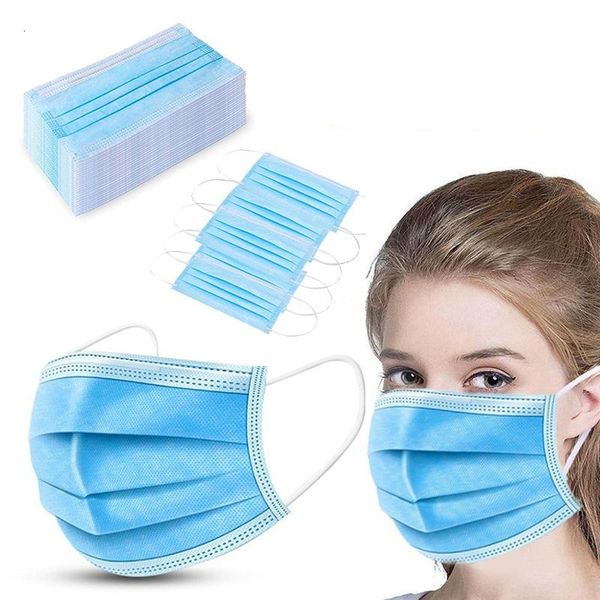 

dhl ship 2020 factory sale adult' size profession 3 ply non woven breathable boys wholesale mask girls faceblue dust earloop masks