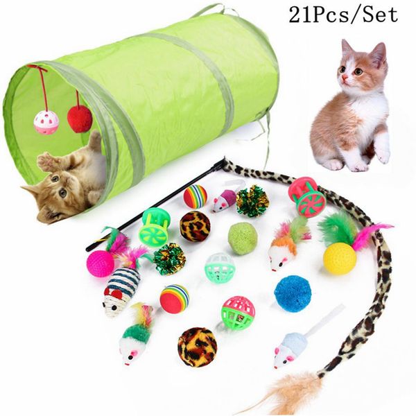 

21pcs/set cat teaser channel ball plush toys set for pet