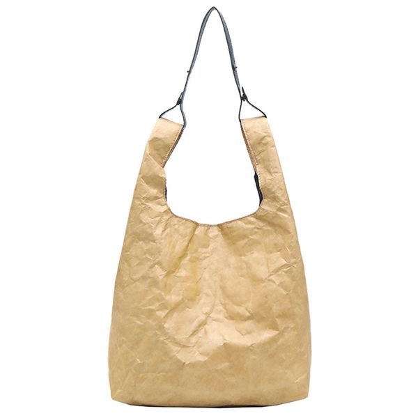 

paper tote bag women kraft paper bucket bag handbag retro vintage style shoulder casual tote shopper sac