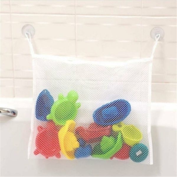 

bathroom sucker hanging storage mesh bag bath tub toys cosmetics organizer bags