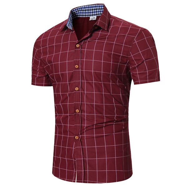 

fashion summer wear mens plaid shirts short sleeves casual grid streetwear plus size slim fit shirts men clothing 2019 new, White;black