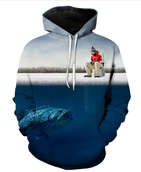 

новые моды горячие продажи рыбалка 3d печати толстовки fishman мода одежда женщины / мужчины забавный 3d hoodiest tracksutis вскользь пальто, Black