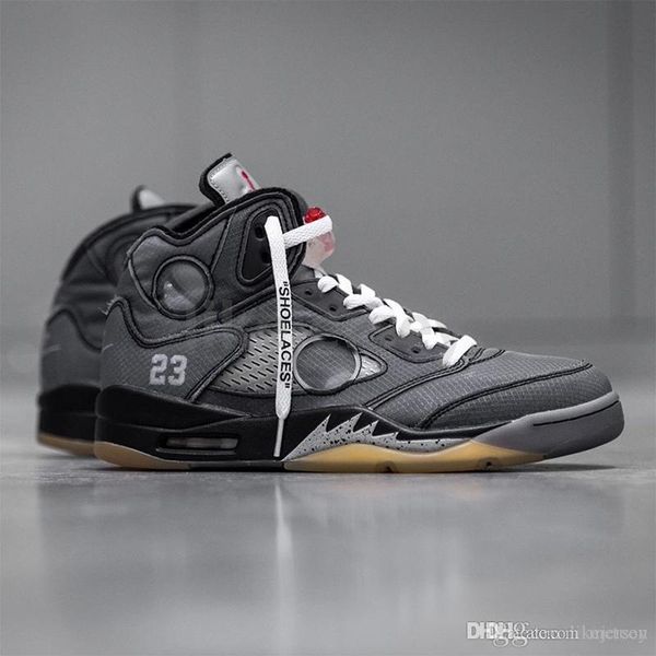 

2020 new off designer 5s black metallic white 3m reflective basketball shoes men women hollow-carved sports sneakers with box size 40-47