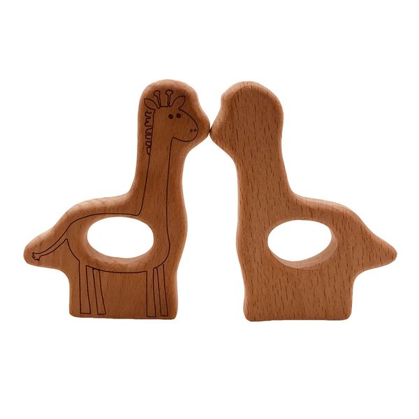 

4шт прекрасного мультфильм вуд прорезыватель pure natural animal shaped детских зубной уход бук прорезыватель baby girl diy подвеска игрушка