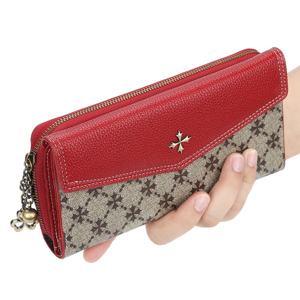 

hg wallet ladies long multi-function large capacity zipper clutch bag fashion creative letter mobile phone bag, Red;black