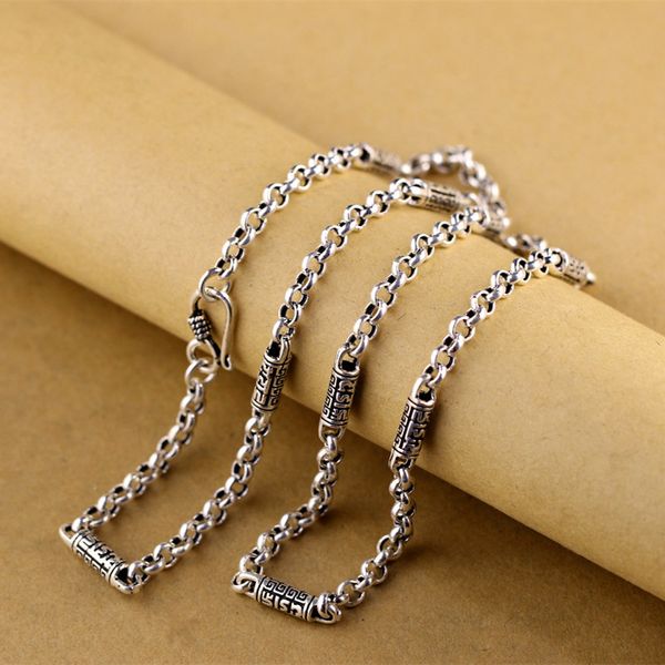 

vintage thai silver s925 sterling silver jewelry men's o-word necklace