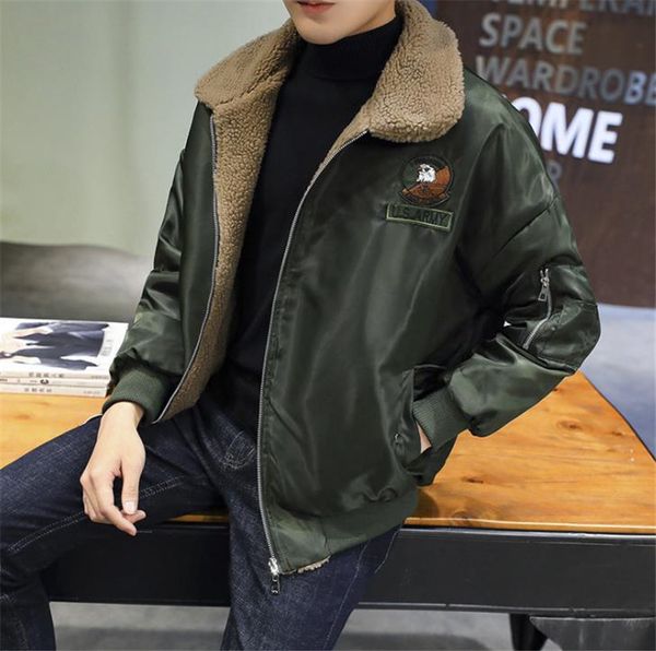 

Winter Designer Mens Jackets Fashion Lapel Neck Embroidery Outerwear Casual Mens Solid Thick Coats
