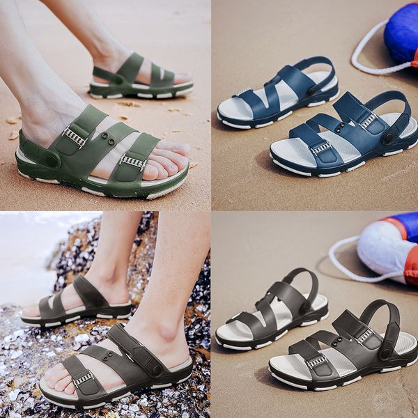 

модный дизайнер роскошные тапочки прозрачные шлепанцы для мужчин причинно-следственная связь высококачественные сандалии для отдыха лето на, Black