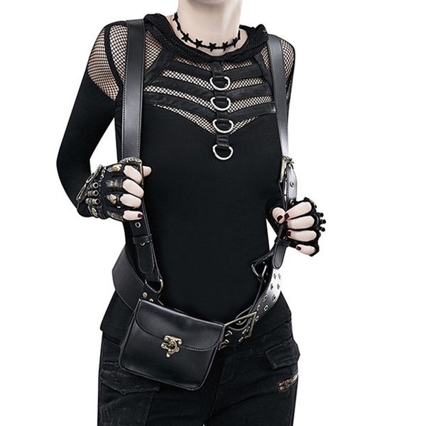 

многофункциональный punk стиль pu кожаный мешок плеча, Black;red