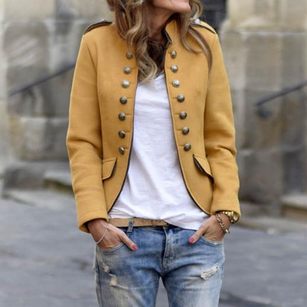 

vintage double breasted casual ladies solid blazer long sleeve suit coat jacket women blazers female 2019, White;black