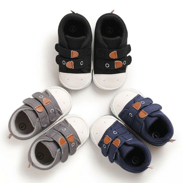 

infant toddler baby boys girls soft sole crib canvas shoes sneaker newborn, Black