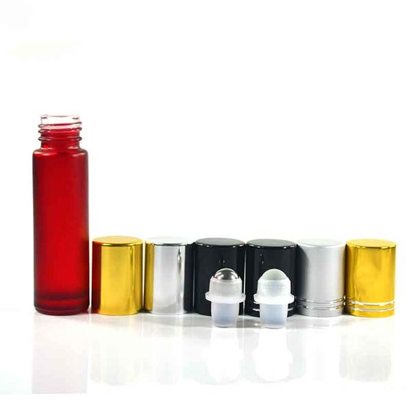 

400pcs red green purple blue glass roller bottle glass essential oil roller bottle with aluminum cap roll on
