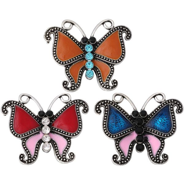 

5pcs/lot new snap button jewelry 18mm snap buttons jewelry rhinestone butterfly fit diy button bracelet necklace, Golden;silver