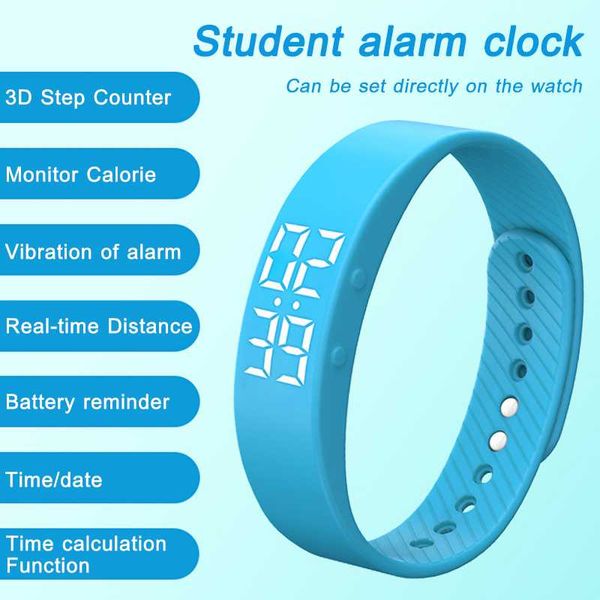 

children men student woman led sports running watches pedometer calorie distance monitoring silicone watch wristband bracelet, Slivery;brown