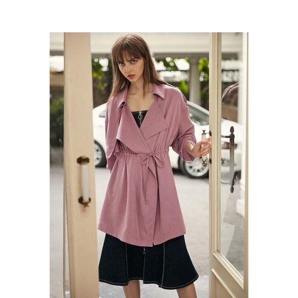 

only 2019 women's loose fit casual wind coat |119136560, Tan;black