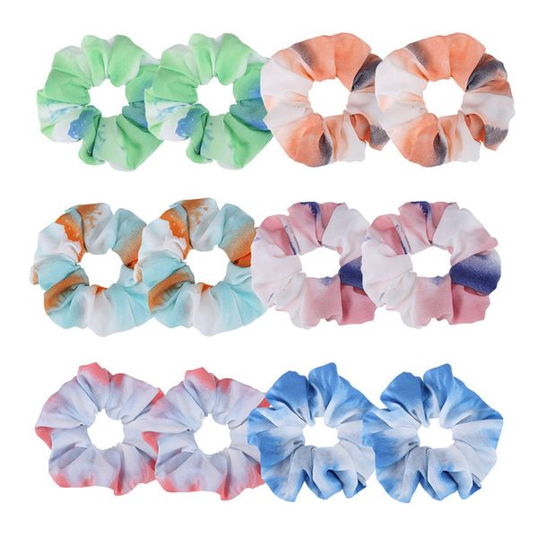 

tie-dyed hairbands scrunchies women baby girls colorful cloth hair ring circle hair band fixed hair for girls scrunchy party gifts d3603, Slivery;white