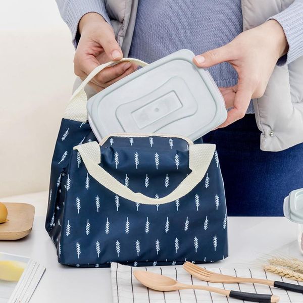 

zipper storage large capacity picnic for women portable pack thermal insulated lunch bag handle carrying cooler floral men, Blue;pink