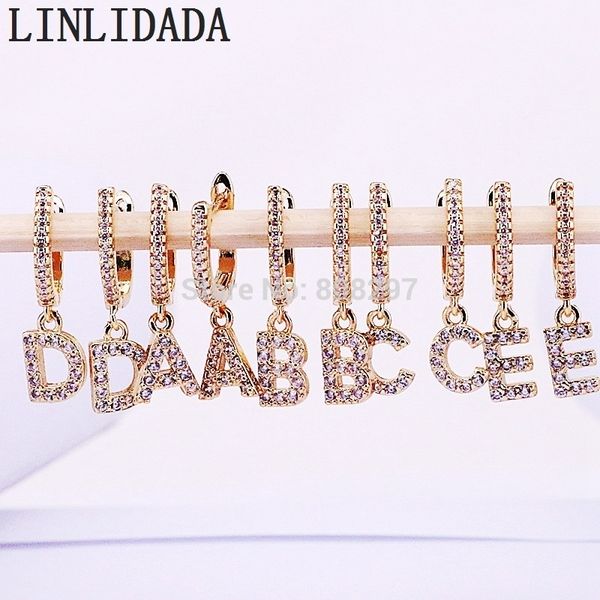 

10 пара микро проложили кубический циркон cz золото 26 букв алфавита мотаться серьги подарок для женщин c18122801, Golden