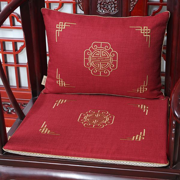 Nuovo ricamato Happy Chinese Seat Cuscino per sedia Decorazioni etniche Mat Cotone Lino Divano Poltrona Cuscino per sedia da pranzo Cuscini Sedili