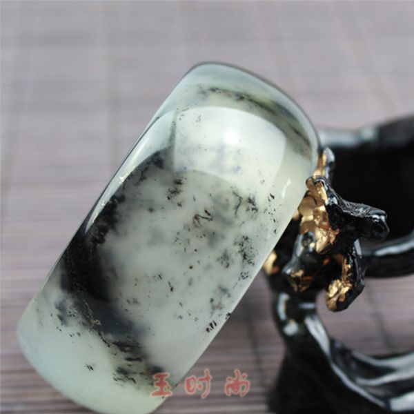 

xiuyan xiuyan stone bracelet genuine stone bracelets bracelet wide ink floating flowers, Black