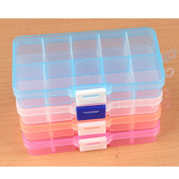 

10 grids plastic box adjustable jewelry box beads pills nail art storage box organizer for the office housekeeping organization